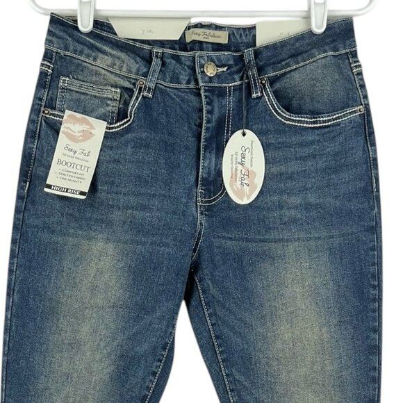 Sexy Fab Women's Blue Denim Jeans Size 11 Boot Cut Comfort Fit Stretch NWT - Picture 3 of 16